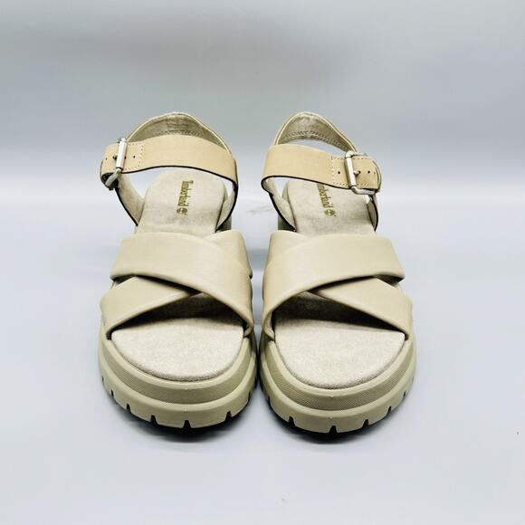 Timberland Sandals Womens 9 Green Leather Slingback Platform London Vibe Buckle - Picture 3 of 11